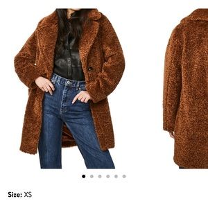 Teddy Wool Blend Faux Fur Coat